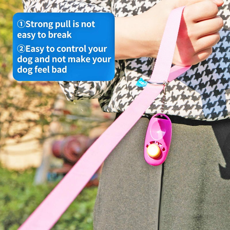 BAAPET 15/20/30/50/100 ft Long Dog Training Leash with Clickers for Small, Medium and Large Dogs or Cats (20 Feet, Pink) - Image 4